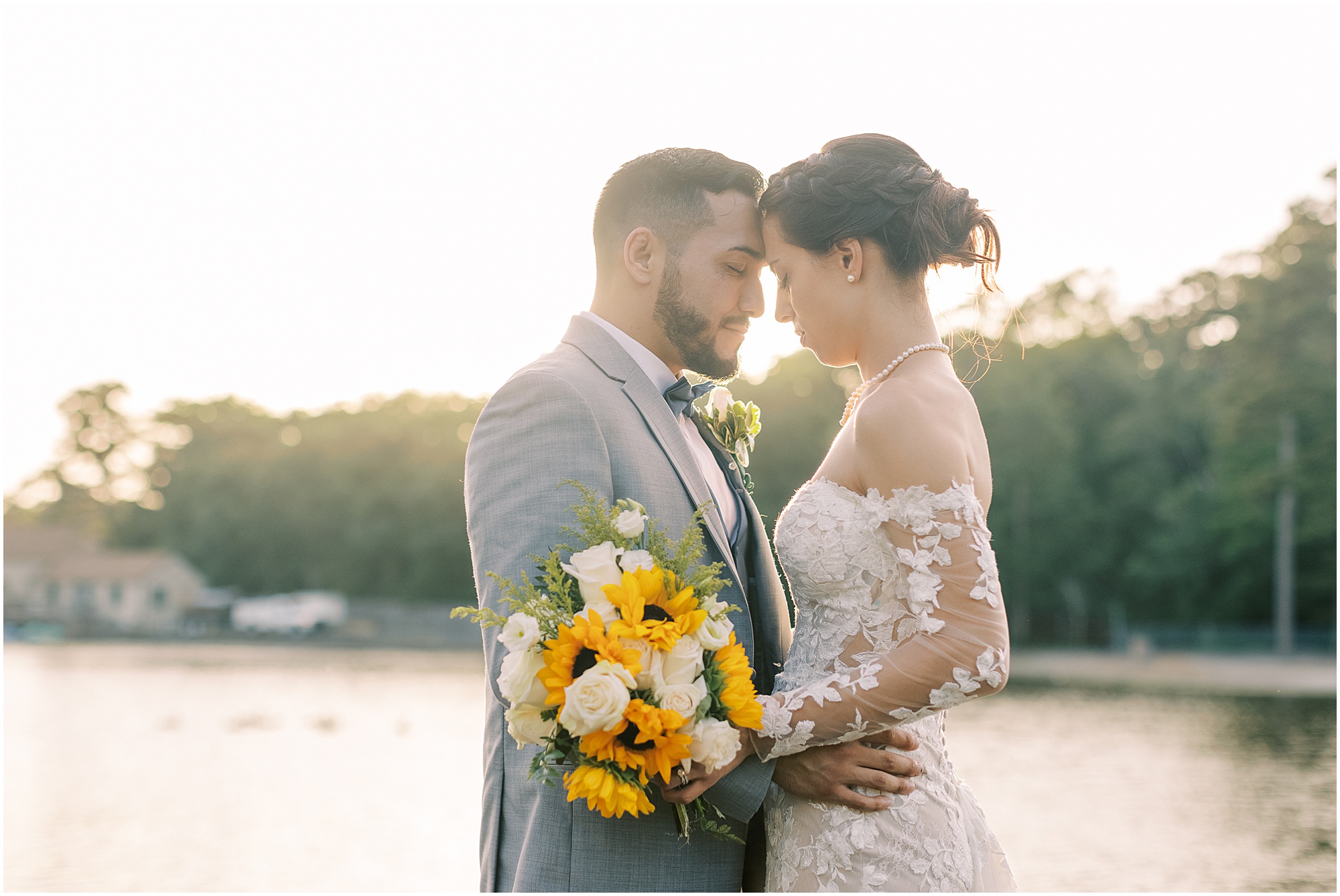 Bride and groom Portraits at Sunset
